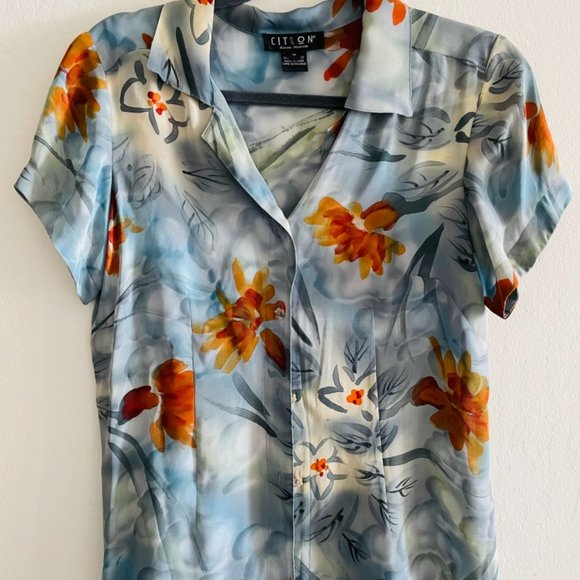 Citron  silk blouse - Picture 6 of 6